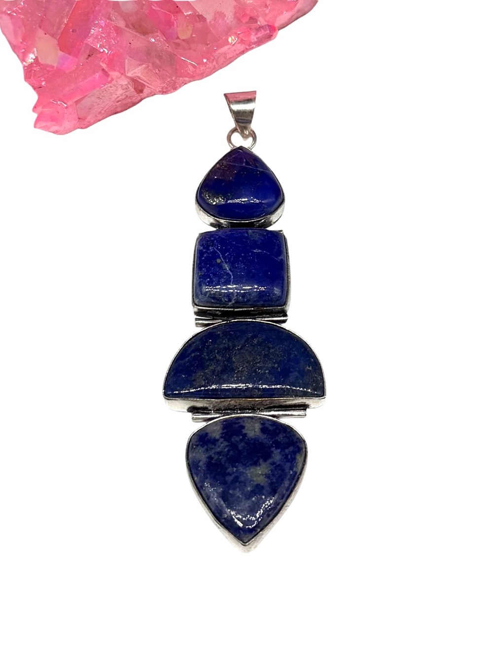 Lapis Lazuli Necklace Pendant 925 Sterling Silver Overlay